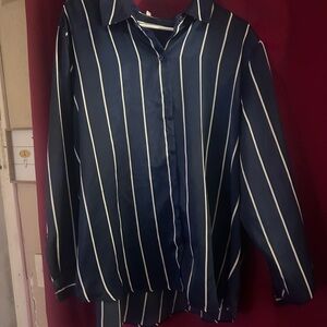 Maurices Midnight Blue and White Button-Up Blouse